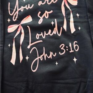 Black Graphic Tee with Pink Lettering